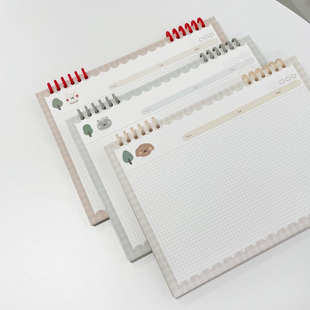 [볼터치들] 숲속 친구들 노트패드 제본버전 3color (B5, 120g)