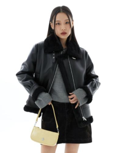 페이크 B3 무스탕 자켓 우먼 (블랙)