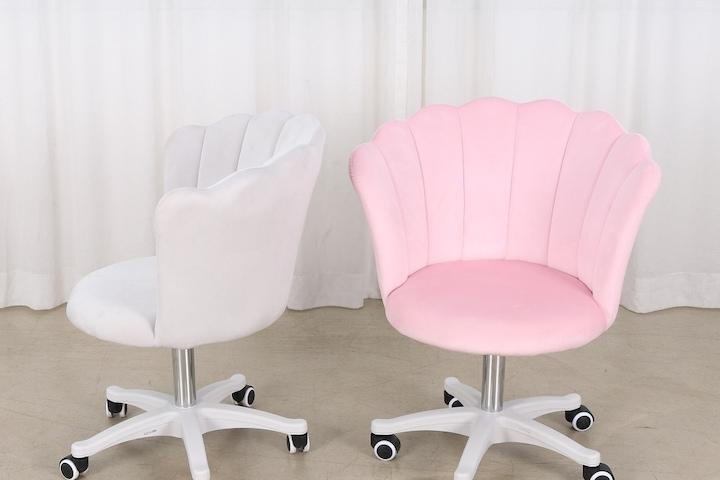 카페 네일샵 인테리어 디자인 조개 벨벳 높낮이 조절 바퀴 의자 조가비체어