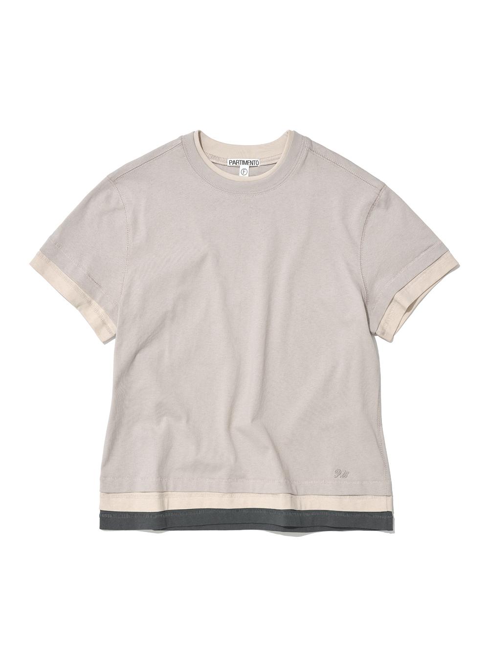 [WOMEN] MULTI LAYERED SHORT SLEEVE TEE_SMOKE