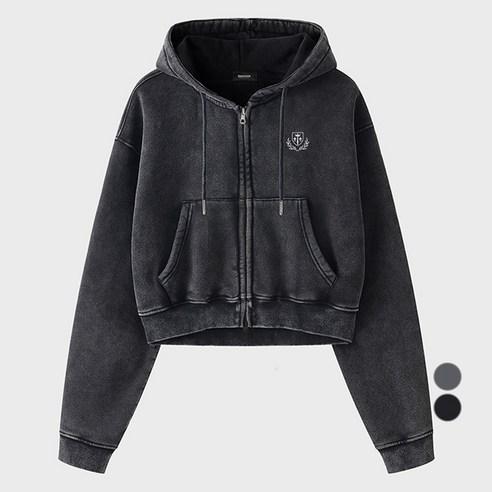 세인트페인 여성용 헤리티지 피그먼트 크롭 기모 후드 집업 - 후드집업/집업류 | 쿠팡