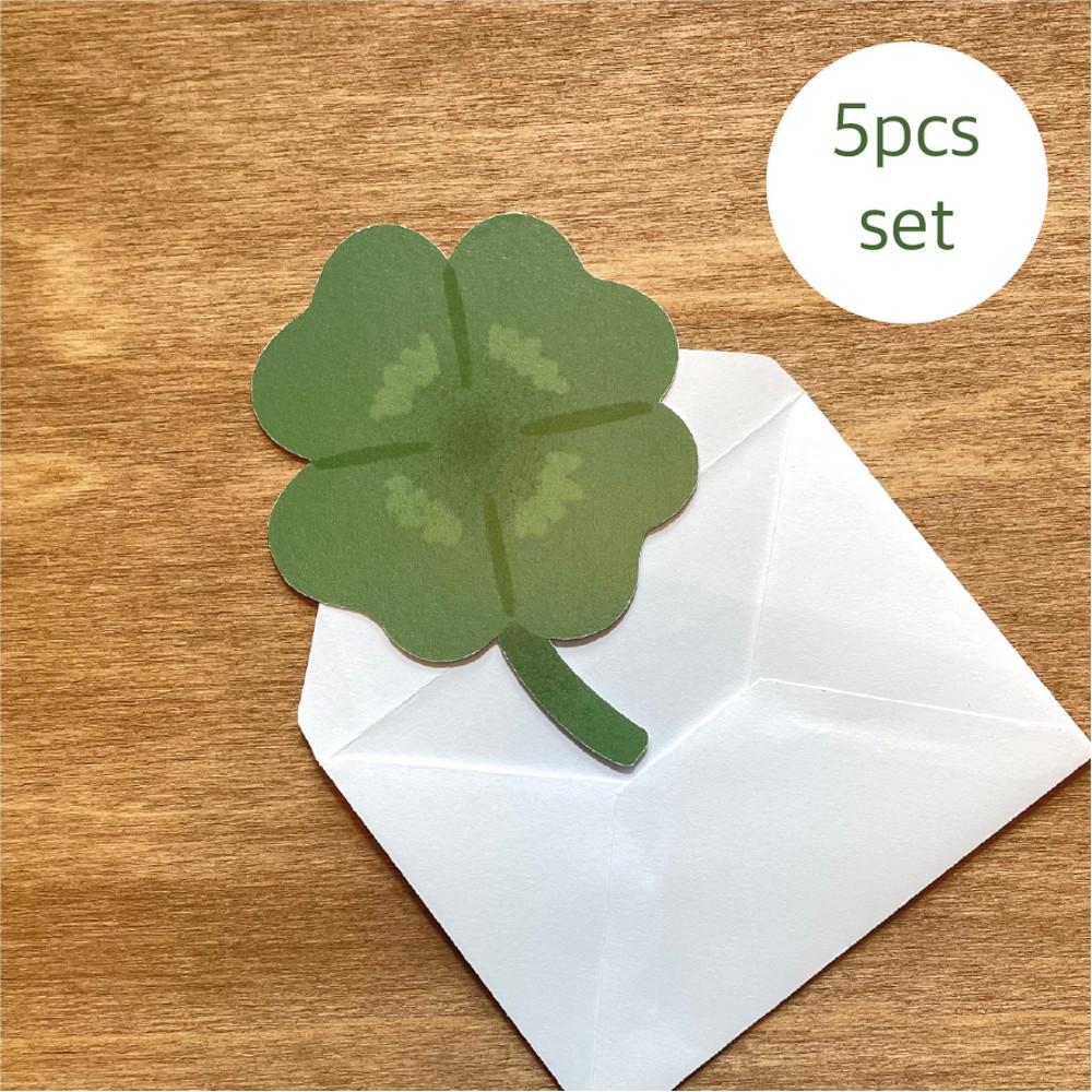 [마냥] 행운을 전하는 네잎클로버 엽서 (5pcs set)