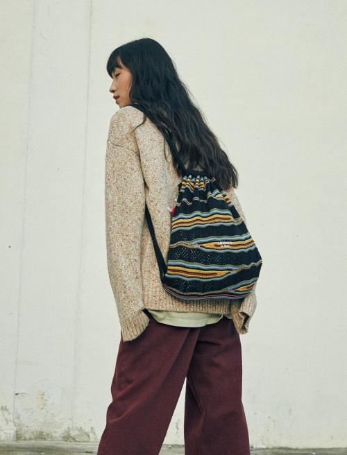 Slif Knit String Backpack Black