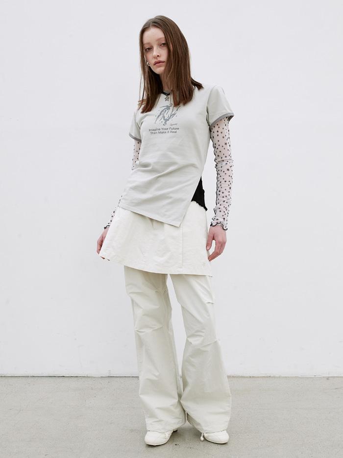 Skirt Over Parachute Pants_White