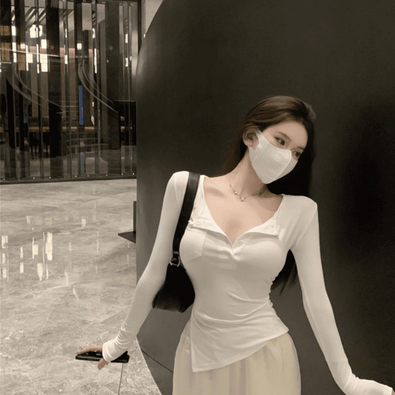 슬림 포켓 사선t