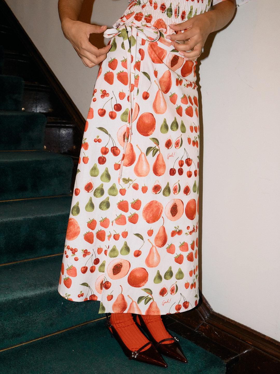 Capri Wrap Skirt - Fruit Print - Fruit Print / XS