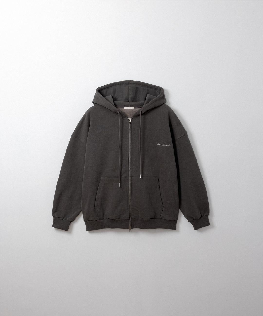 피그먼트 워싱 기모 후디집업 (charcoal brown)