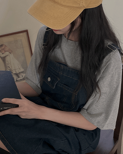 소솔마켓 [끈조절&오버핏] 마스 데님 멜빵 롱원피스