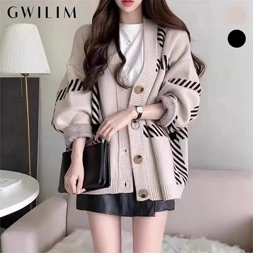 (귈림) 스트라이프패턴 니트 가디건(GAFKN029P)