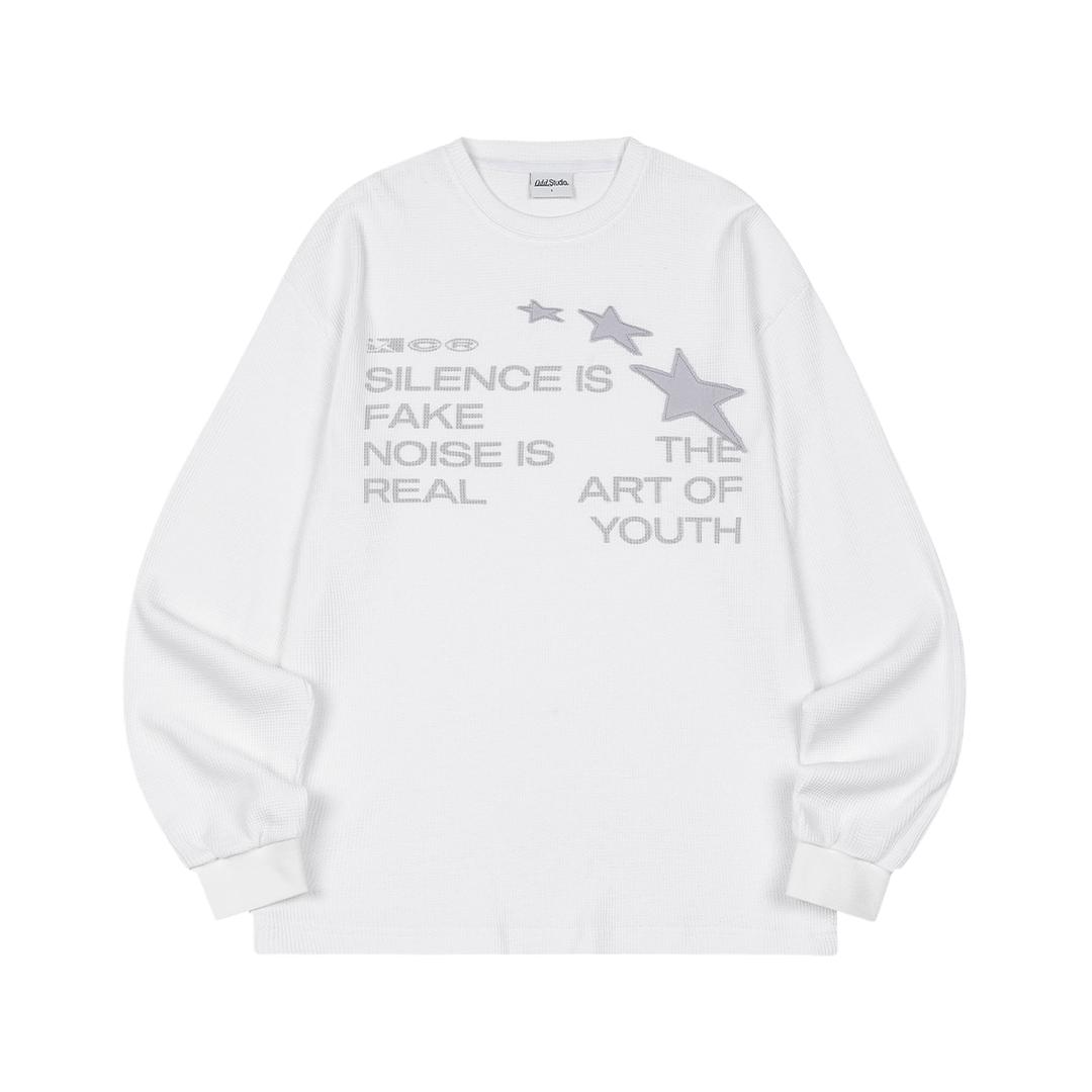 스타 아플리케 와플 롱 슬리브 - OFF WHITE