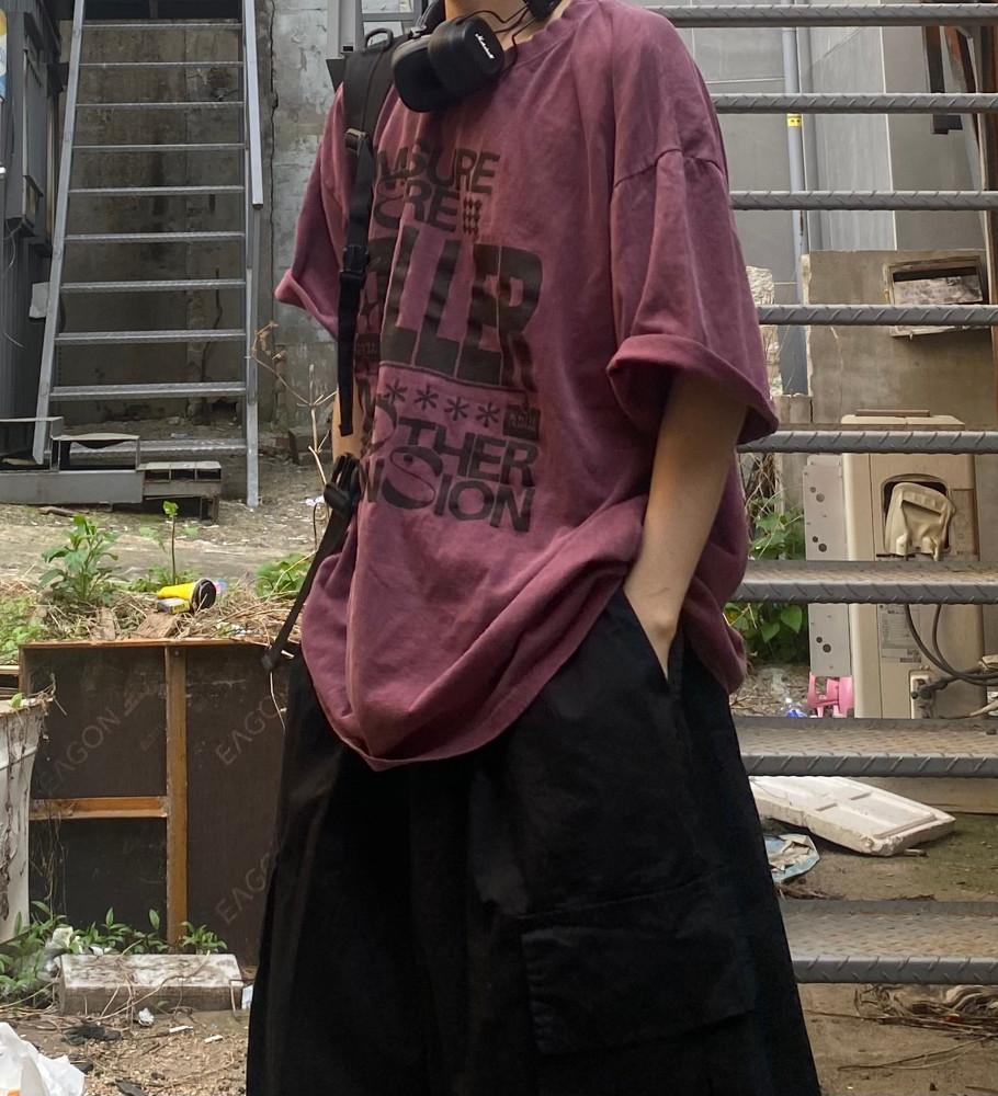 오버핏톨러피그먼트반팔티 시밀러룩 포인트티셔츠