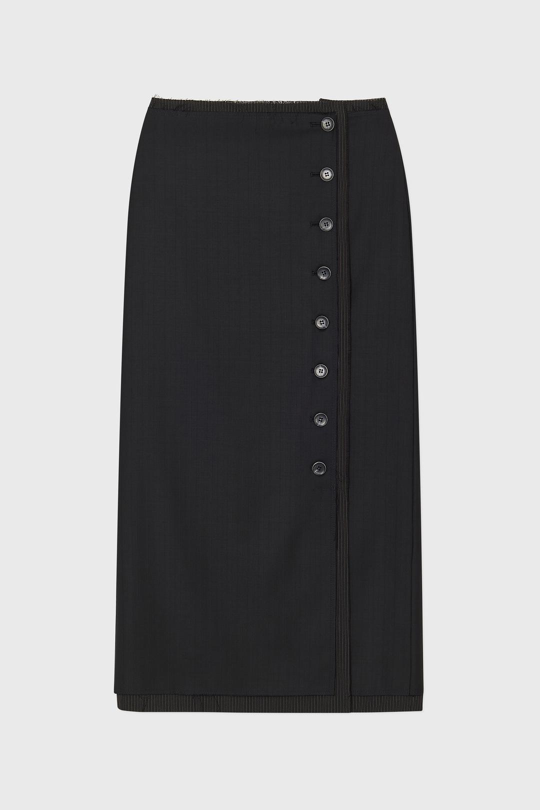 DOUBLE LAYERED BUTTON MAXI SKIRT
