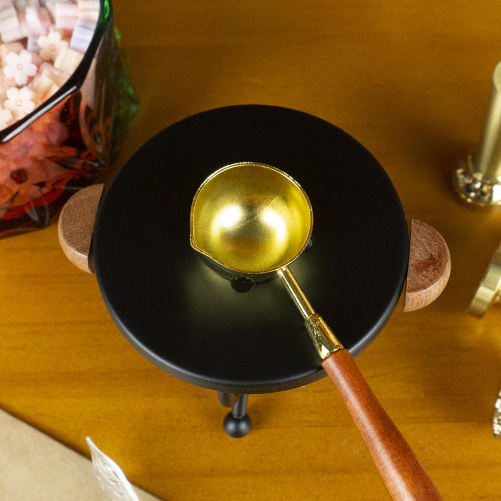 크랩서플라이 우드 스틸 컬러 실링왁스 실링스탬프 스푼 멜팅 폿 받침대