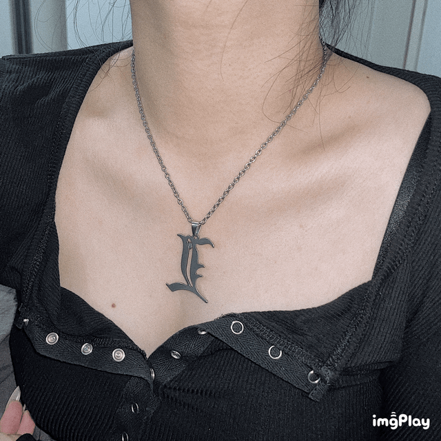 [L] 이니셜 레터링 써지컬스틸 스트릿 키치 목걸이