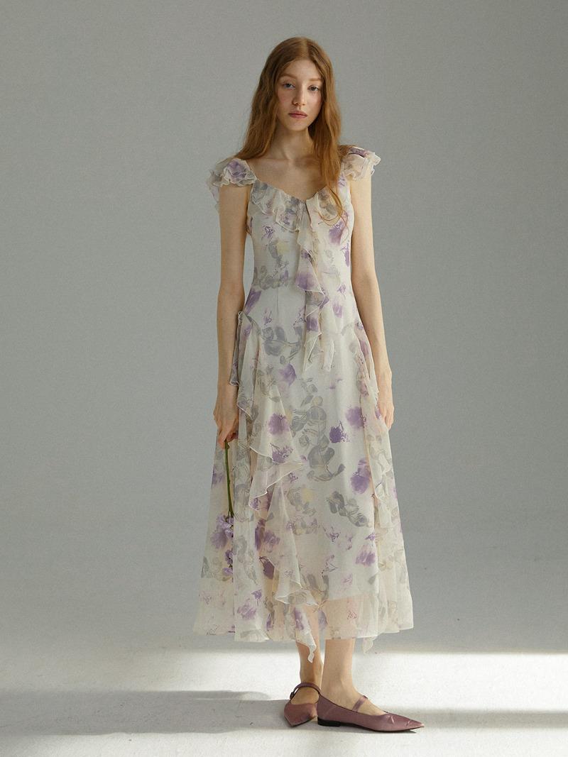 [셀럽착용] [공식몰 단독] 폴라 프릴 롱원피스