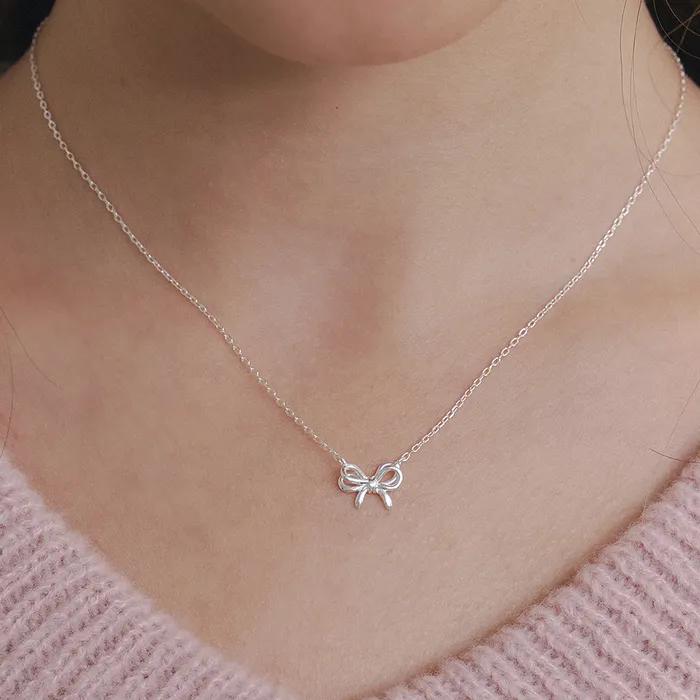 [s925] Layered Ribony Necklace.na.1693