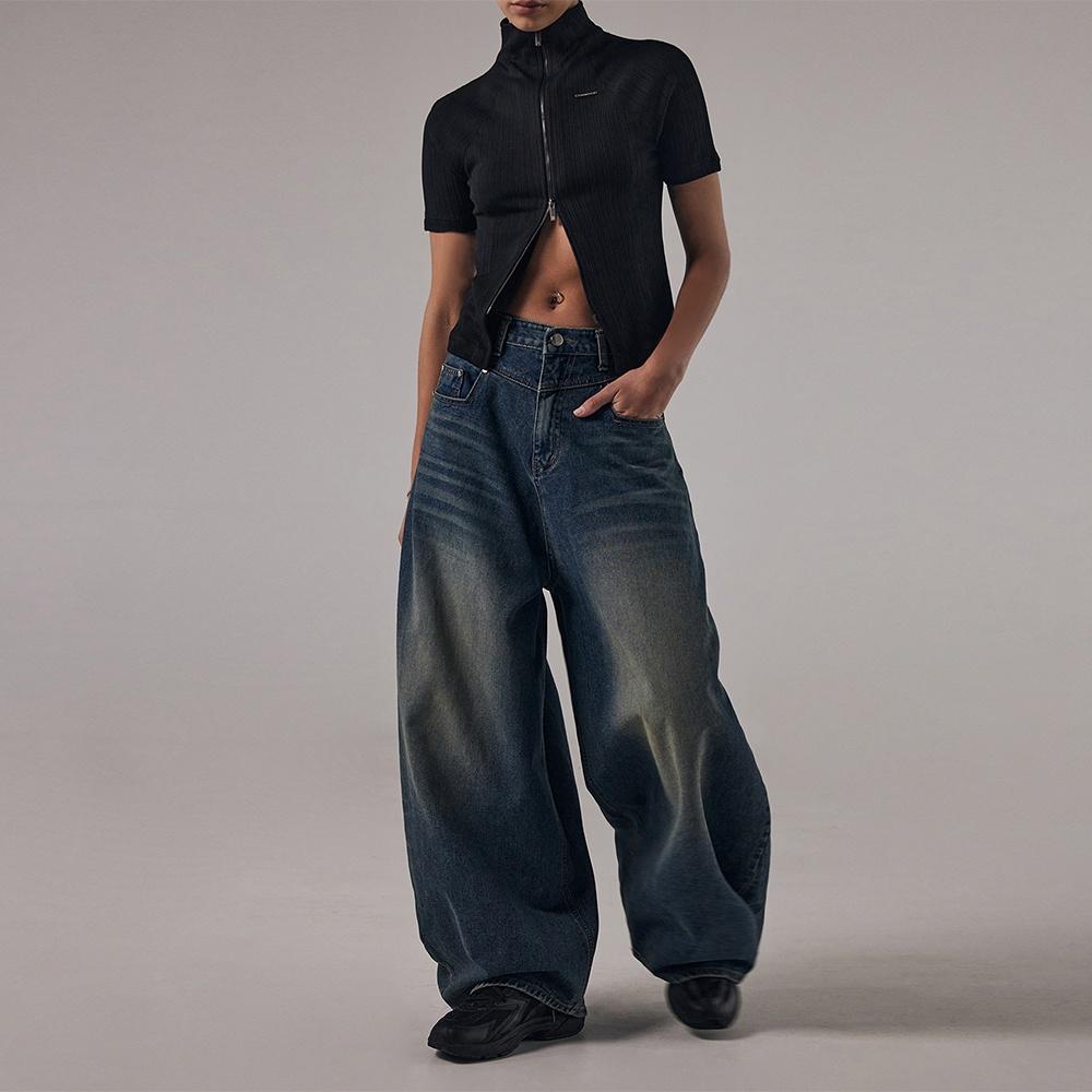 Front Yoke Denim Pants [ Dark Blue ]