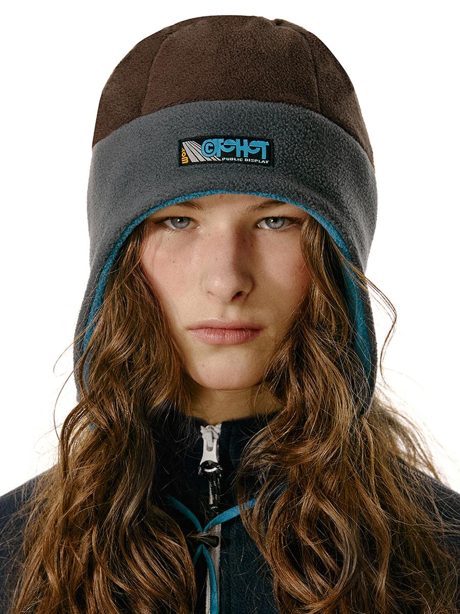 Recording Fleece Earflap Beanie Brown