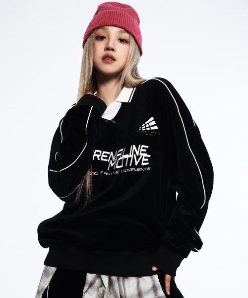예스아이씨 Y.E.S Cracked Flame Logo Sweatshirt Charcoal