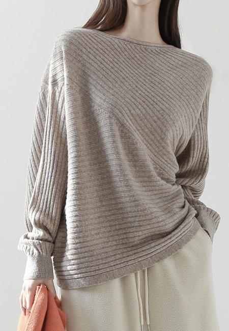 [프리미엄] 슈퍼파인 울 사선 니트 (4Color) [*100 장 돌파]