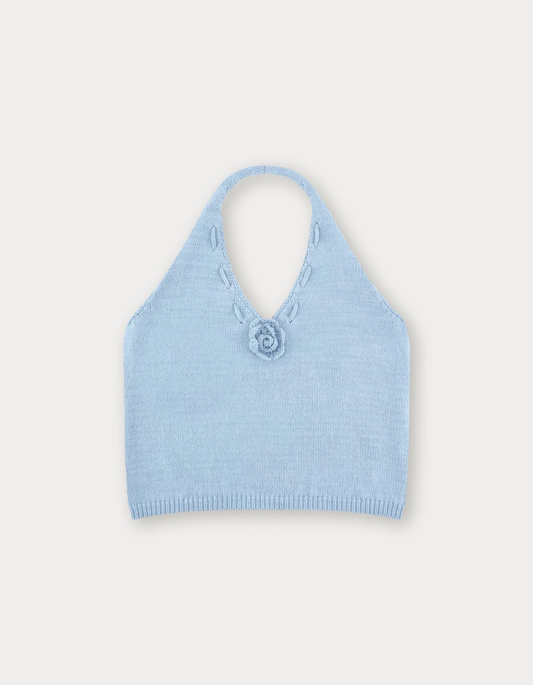 2nd / Aloha Halter Sleeveless Knit - Light Blue