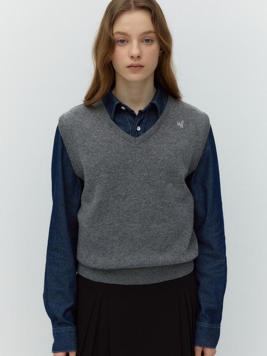 symbol logo knit vest - charcoal