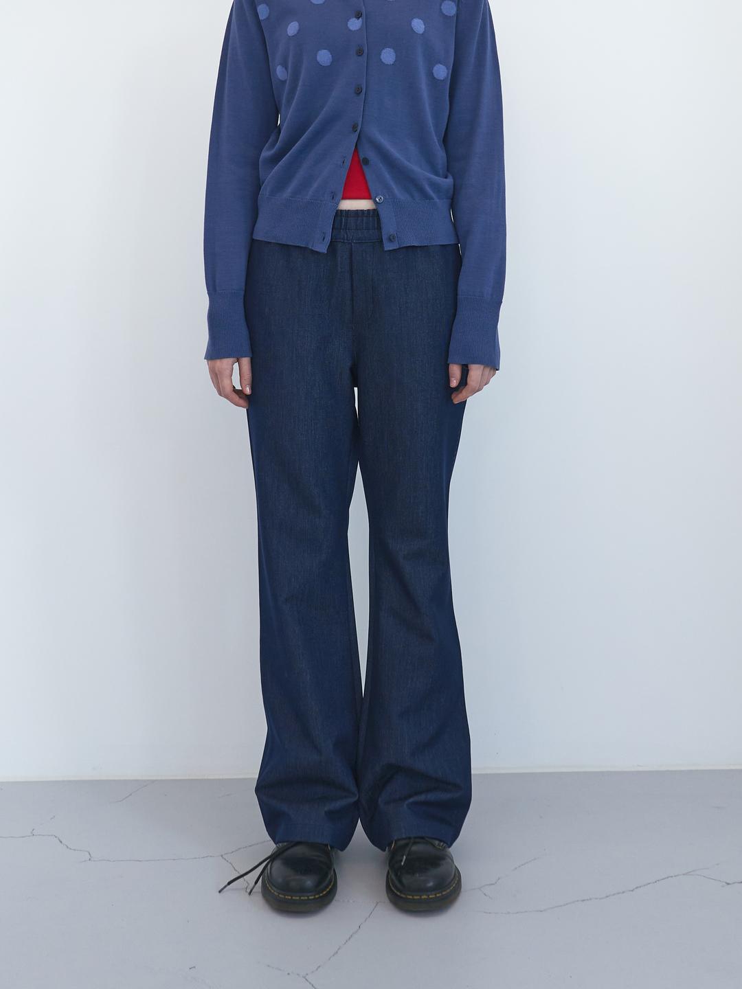 데님 이지 밴딩 부츠컷 팬츠 (Indigo)