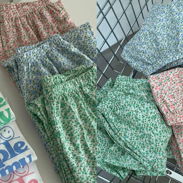 800711 여자 잠옷 꽃 9부 긴바지 잠옷바지 파자마 홈웨어