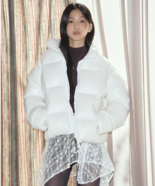 GLOSSY PUFFER JACKET WHITE