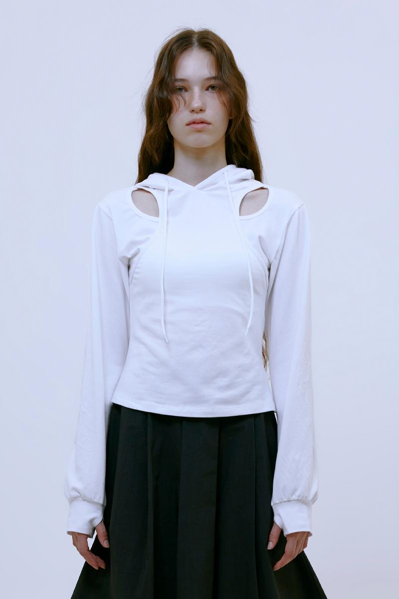 Cut Out Slim Hoodie (WHITE)