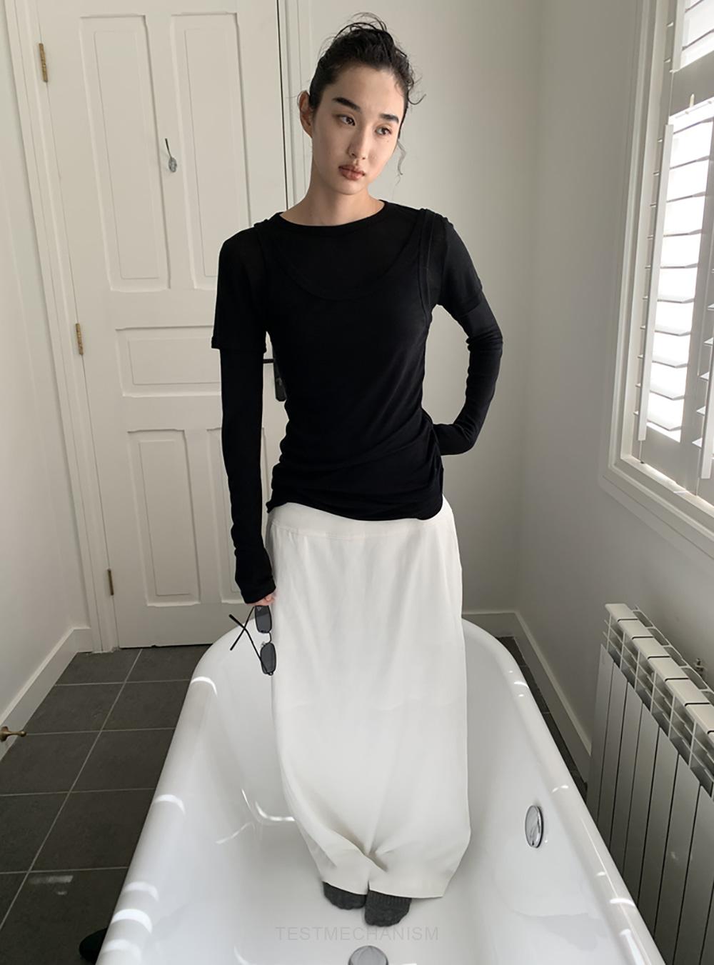 Soft Drape Cotton Skirt (2color)