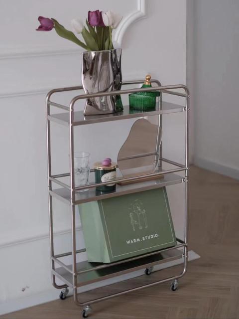 3단 스텐 트롤리미드센츄리 이동식 선반 슬림