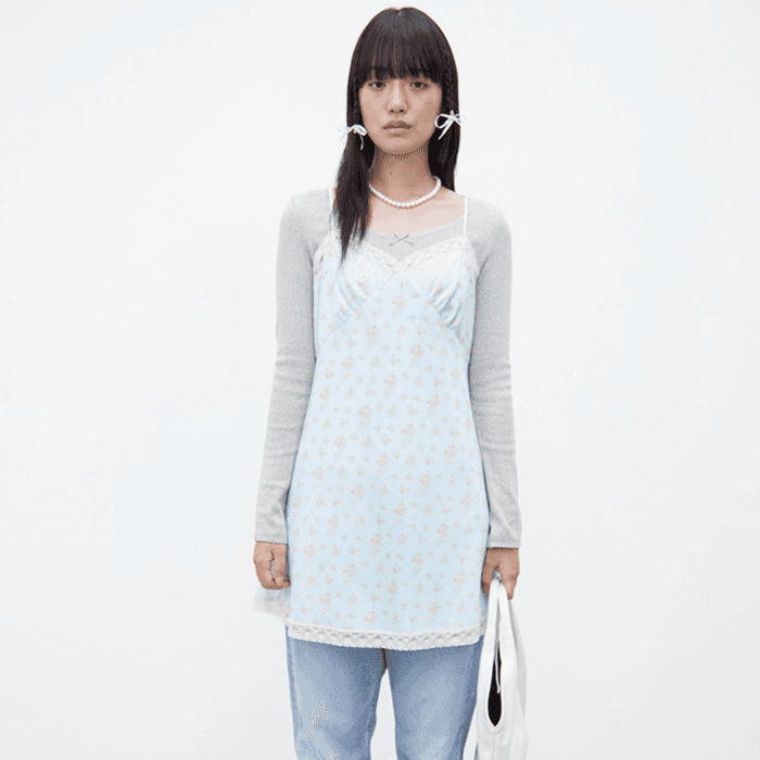 Claire floral slip dress (Baby blue)