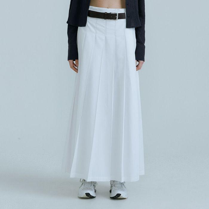 Double Belt Loops Pleats Skirt (White)