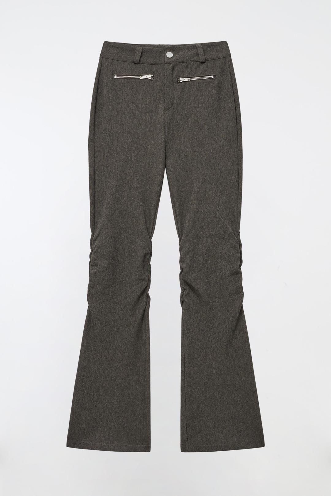 SHIRRING SPANDEX SLIM BOOTS CUT PANTS - BOKASHI BROWN(9/25일 예약배송)