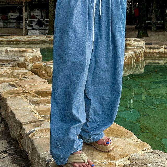 투턱 밴딩 데님팬츠