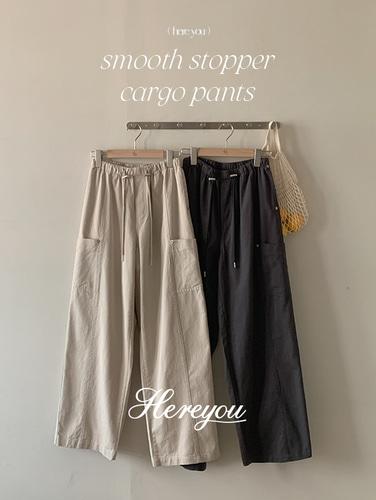유리에 여유주문/주문폭주🎉 [here you] 스무드 스토퍼 카고 pants - 2color (카고팬츠/밴딩/와이드팬츠/데일리/캠퍼스룩/스트릿/바지맛집)