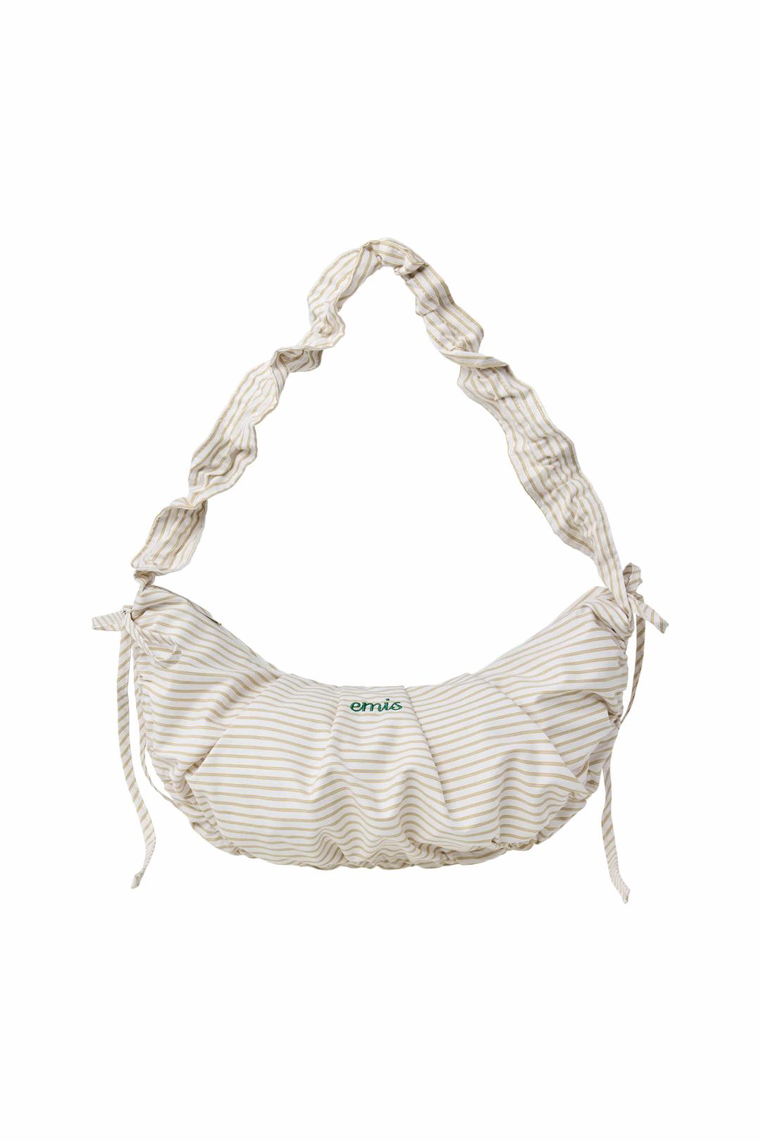 RIBBON STRING SHOULDER BAG-YELLOW STRIPE