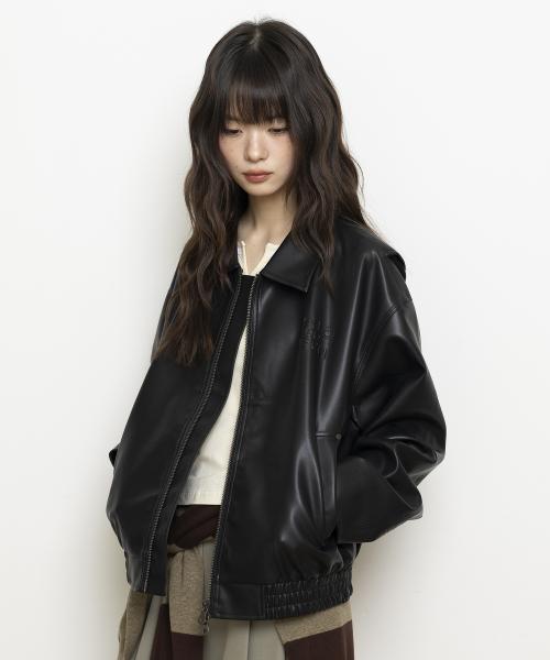 2WAY PU 미니멀 레더 자켓_블랙