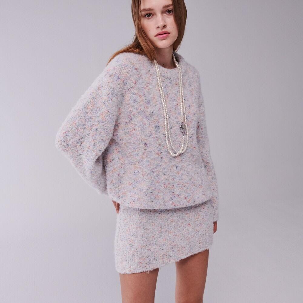 CENTAUR RAINBOW WOOL KNIT SKIRT_IVORY