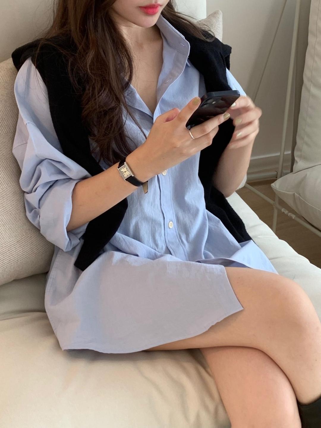 [남녀공용/여리핏] 보이프랜드 박시핏 셔츠 남방 셔츠원피스 소라,화이트 (2col)