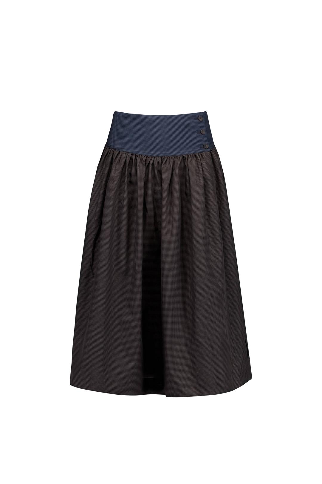 BUTTON WRAP SKIRT (BROWN)
