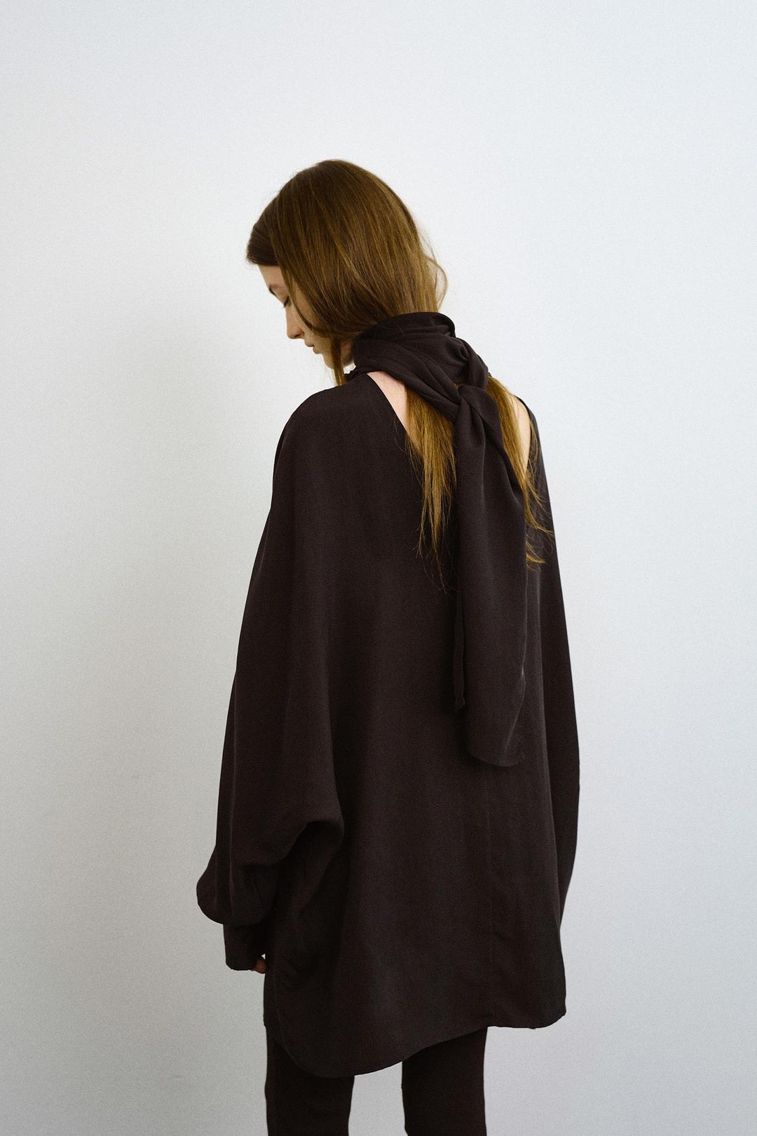 CAEL CUPRO SCARF TOP DRESS (BLACK)