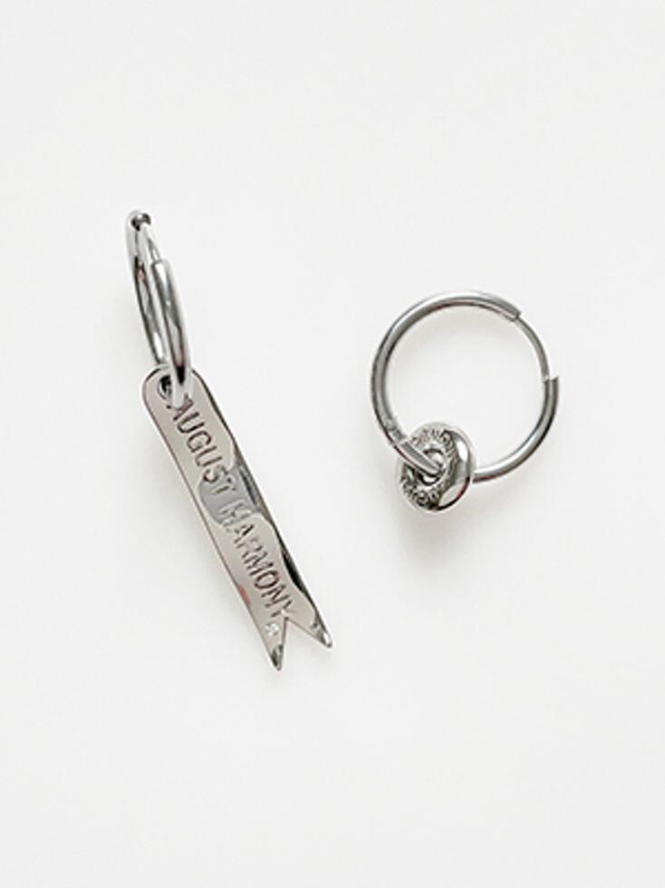 Flag and Donut Hoop Earring (2color)