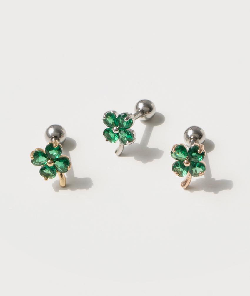 그린 클로버 바벨 피어싱