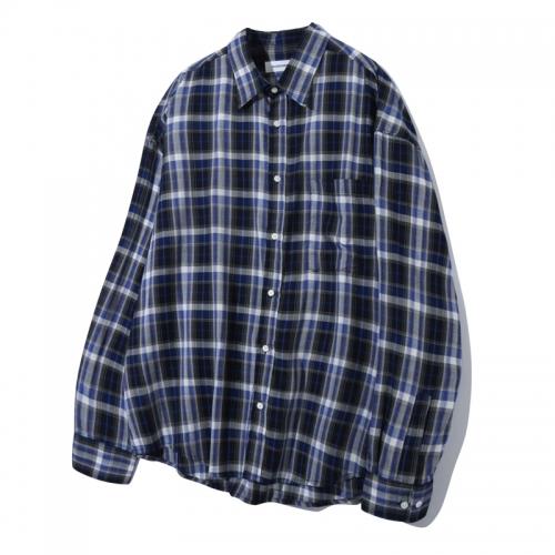 Oversized Check Shirt Blue