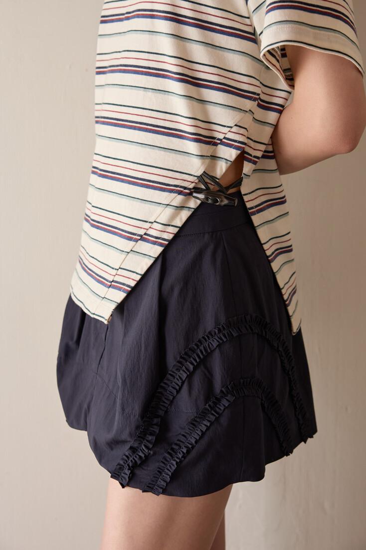 버블 범 미니 스커트_네이비
