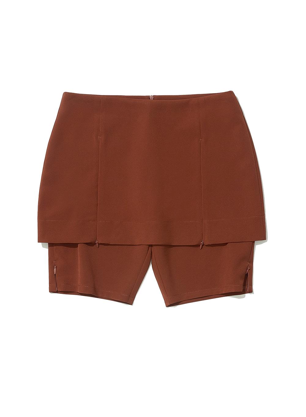 [WOMEN] SLIT ZIPPER POINTED MIDI SKIRT PANTS_BRICK RED