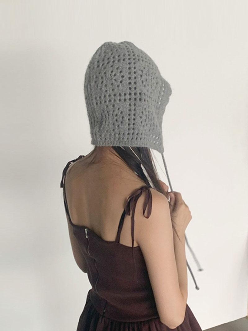 핸드메이드 고퀄리티 펀칭 크로셰 귀달이 비니 스트랩 니트 후드 바라클라바 (3col)