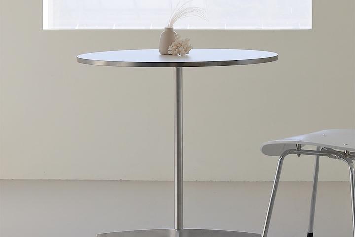 [단독특가]실버엣지 화이트 HPL 원형  2인 4인식탁 테이블